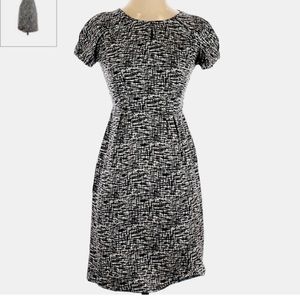 Banana Republic 100% Silk Black and White Cap Sleeve Shift Dress Petite 4